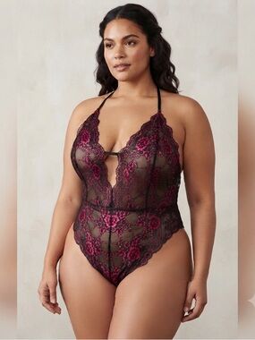 Linea Donatella Black Lace Bodysuit